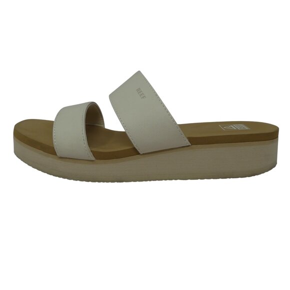 Reef Hali Hi 2 Bar White Open Toe Platform Wedge Slide Sandals Womens 10 - Picture 4 of 13